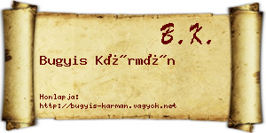 Bugyis Kármán névjegykártya